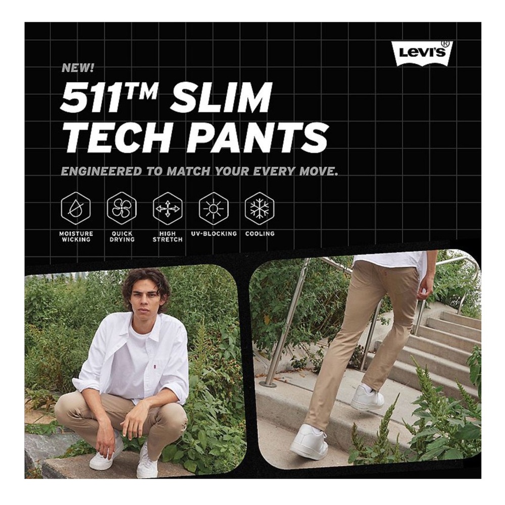 3 x pairs Levi 511 Slim Tech 5 pocket pants - Picture 6 of 12